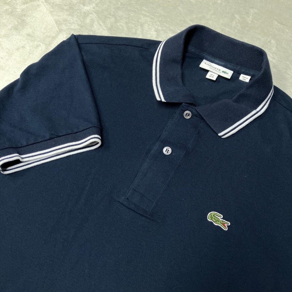 Lacoste Polo Shirt Classic Fit Trim Tipped Collar Navy PH8259 Mens 4 / M